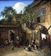 Adriaen van ostade The cottage dooryard. oil